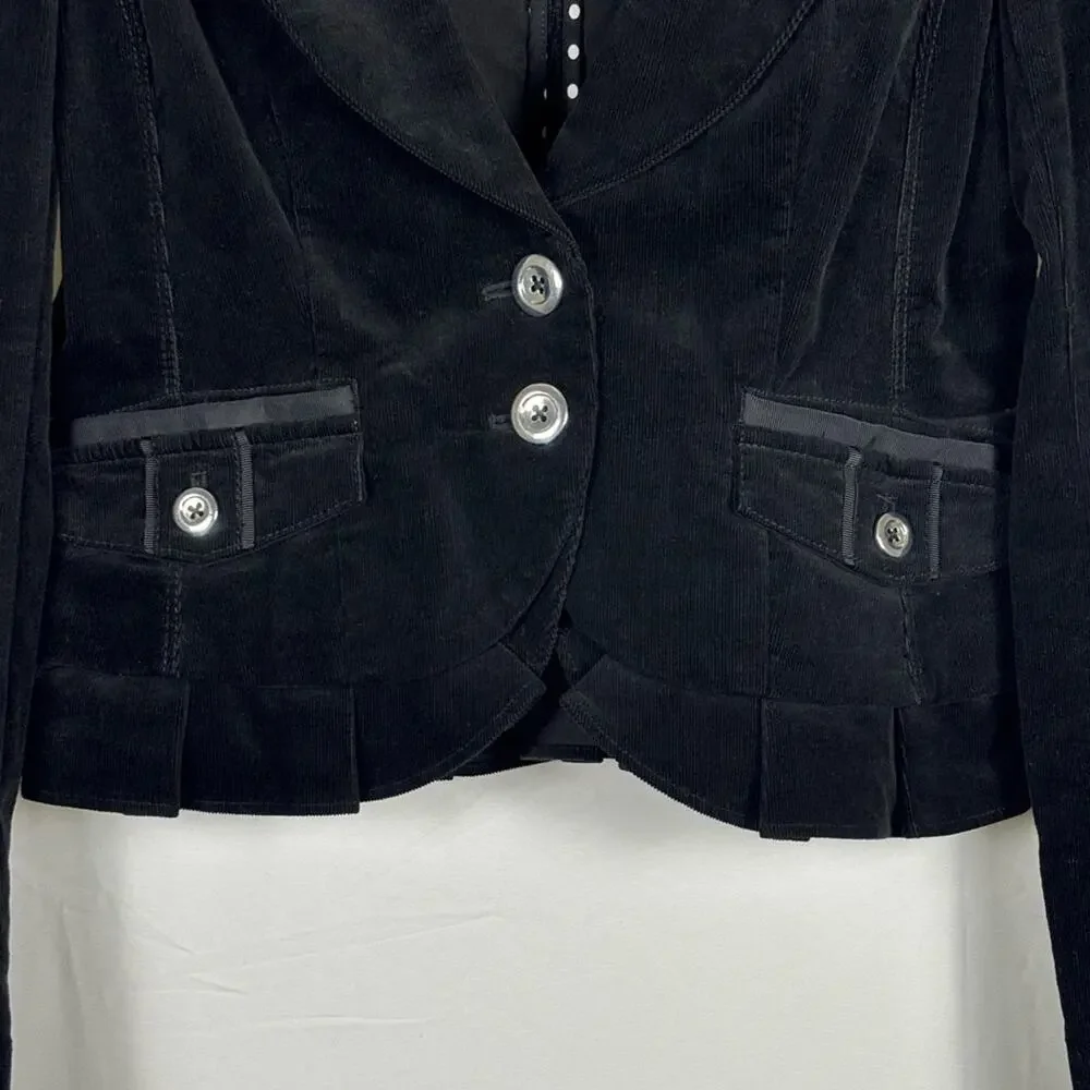 White House Black Market Blazer jacket Corduroy Buttons Black Size 8 - Picture 4 of 11